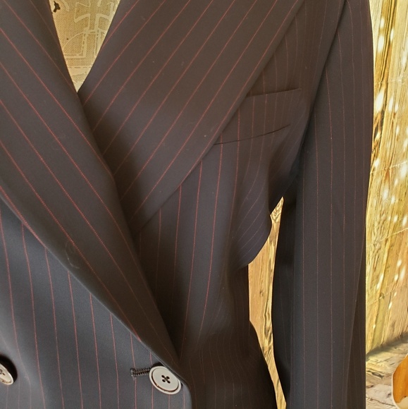 *VINTAGE* Ralph Lauren Red Pinstriped Skirt Suit - Picture 1 of 8